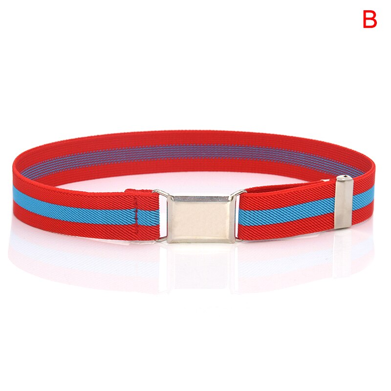 Justerbare børn unisex lærred bælter drenge piger elastisk bælte alu spænde longe 55 cmx 2.5cm: B