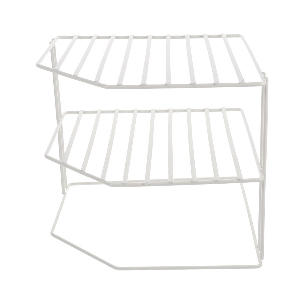 1pc 3 Tier Bathroom Storage Open Shelf Unit Free-Standing Metal Corner Rack: White 3