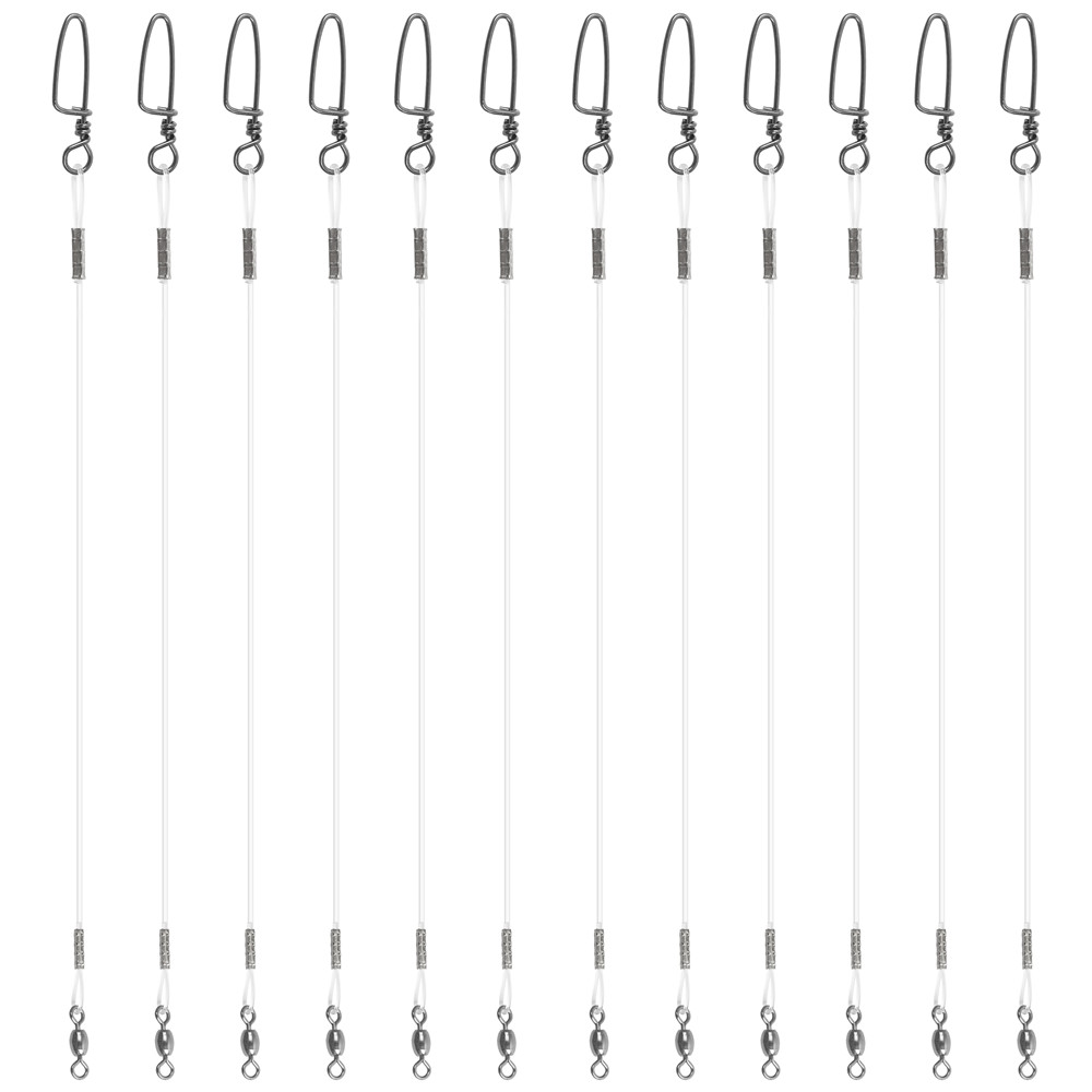 12 Uds. Líderes de alambre de pesca línea de fluorocarbono aparejo de pesca de carpa anzuelos de cebo Artificial conector líder de línea de pesca 20/30/40/50lb