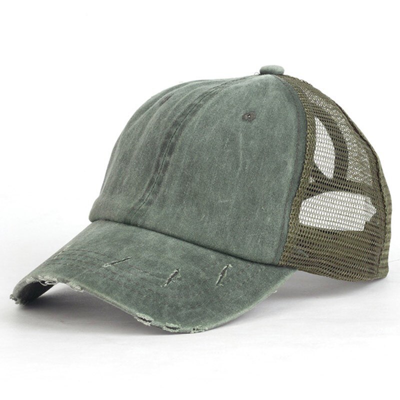 Mesh Ademende Zomer Paardenstaart Zonnehoed Dames Baseball Cap Gewassen Katoenen Pet Motorkap Leuke Hoed: green