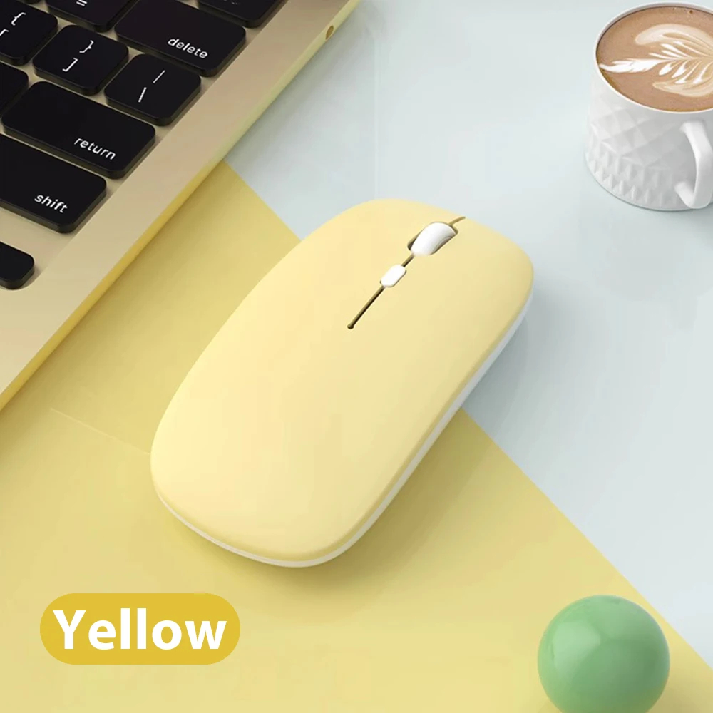 Przenośna mysz bezprzewodowa kompatybilna z Bluetooth 2,4 GHz podwójne tryby myszy komputerowych z odbiornikiem Nano do notebooka PC Laptop Macbook: YELLOW