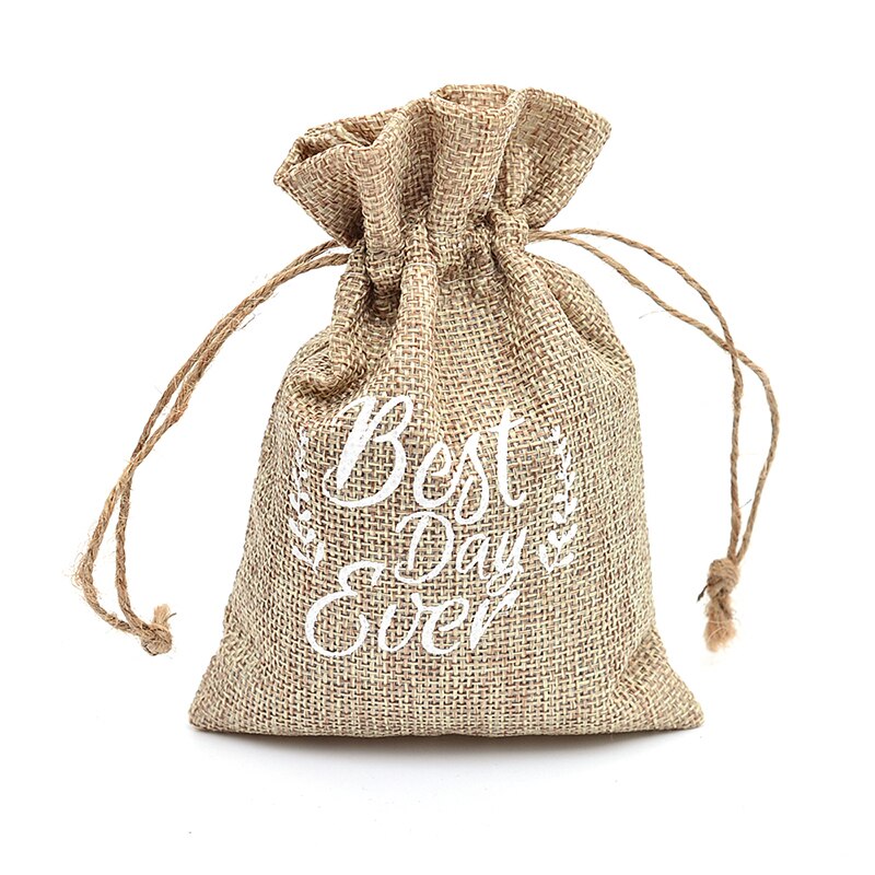 Petit sac de petites friandises de mariage en toile de jute en Jute, avec cordon, pour bonbons, bijoux, café, décor de noël,: Orange