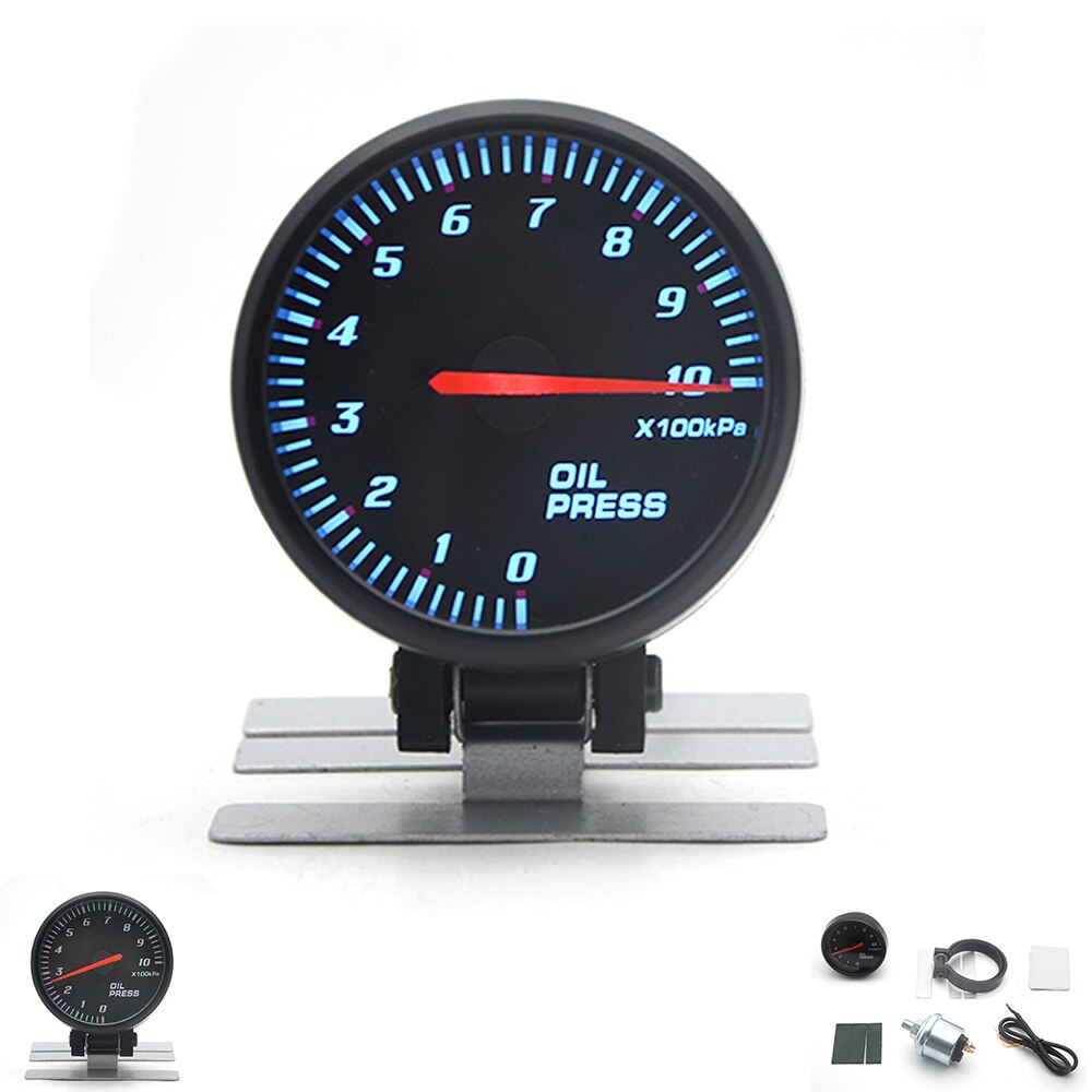 2.5 "60mm boost vakuum wasser temp öl temp ölpresse spannung tachometer luft kraftstoff verhältnis EGT gauge schwarz farbe blau Led: Oil Press
