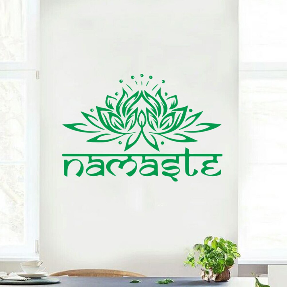 1Pc Removable Indian Namaste non toxic Namaste Lotus Wall Sticker Living Room Background Decal Mural Home Decor