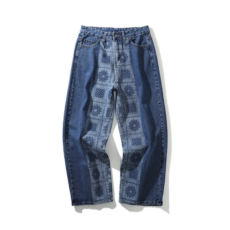 Pantalones de papá para hombre y mujer, Vaqueros anchos de camal ancho, lavado de hip hop desgastado West Coast: M / blue