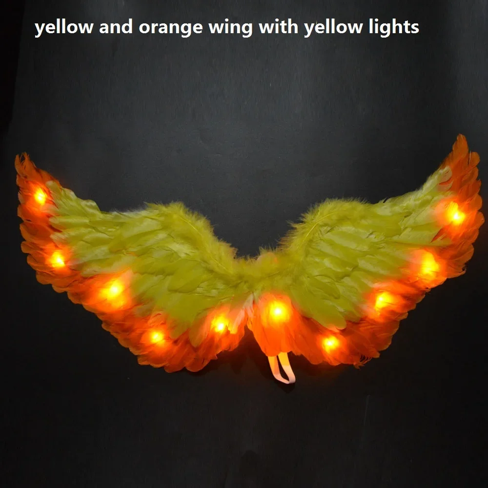 Princess Women Kids LED Glow Light Angel Feather Wing Fairy Girls Props Party Costume Wedding Decoration Christmas Halloween: L / Gold
