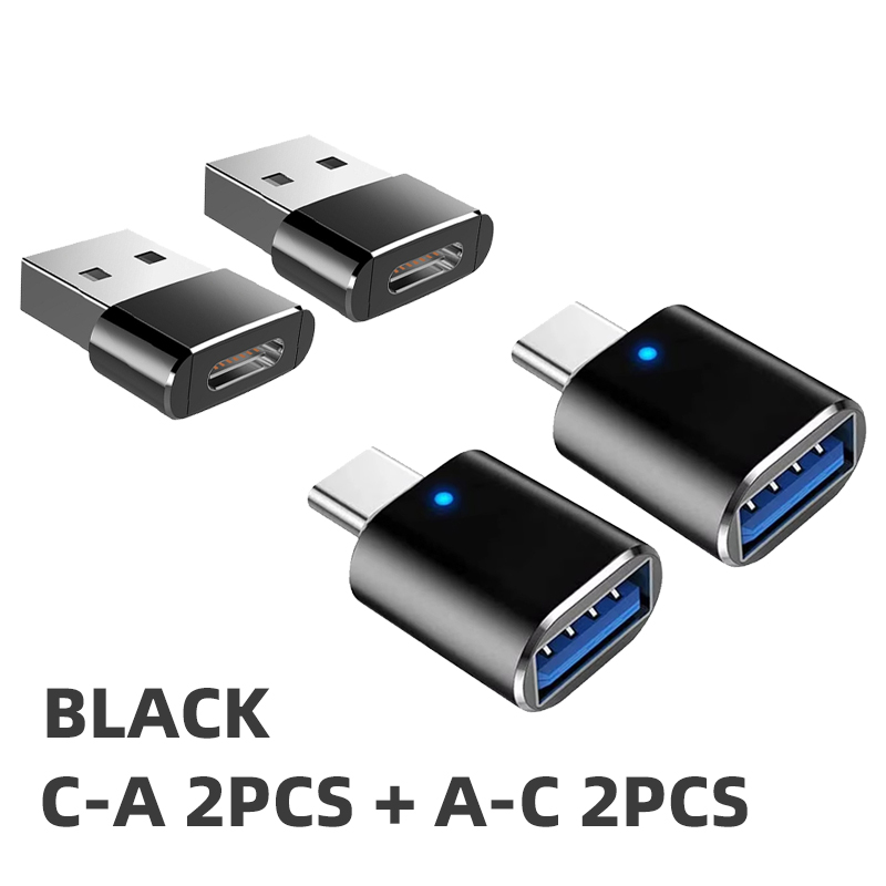 1/2PCS USB 3.0 To Type C OTG Charger Adapter Connector Type-C to USB Male To Type-c Adapt Converter for PC MacBook Car USB ipad: Dark Grey