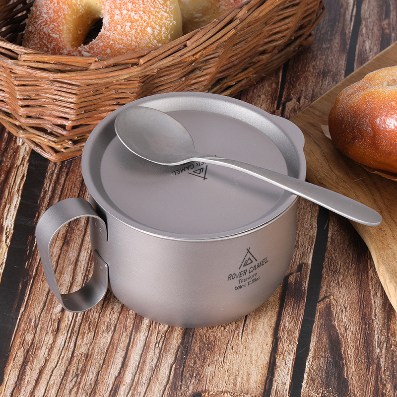 draussen Titan Tasse 500ml mit deckel Geschirr Camping Kaffee Tee Becher Tasse Picknick Camping Becher Wasser Tasse