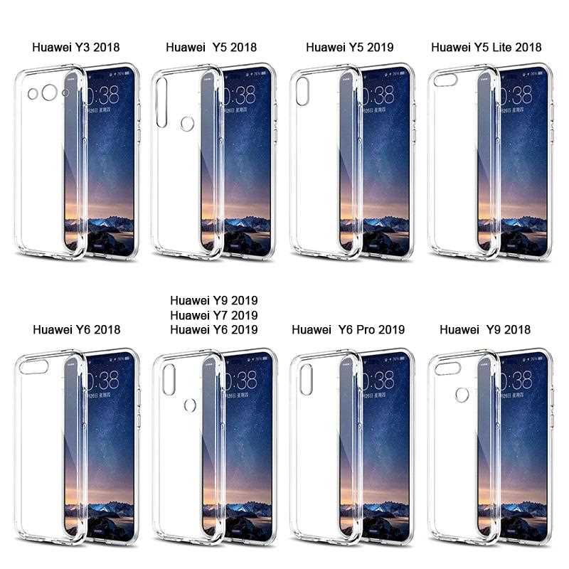 Ultra Sottile Trasparente Trasparente Caso Molle di TPU Per Huawei Y9 Y7 Y6 Pro 2019 Y9 Y6 Y3 Y5 Lite 2018 copertura Della Cassa del telefono