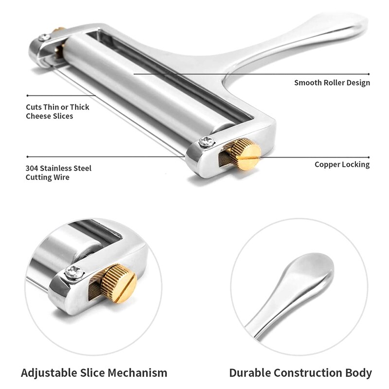 Kaasschaaf, Kaasschaaf Met Verstelbare, met Draad Voor Zachte En Semi-Hard Kaas-Inclusief 1 Vervangbare Snijden Draad
