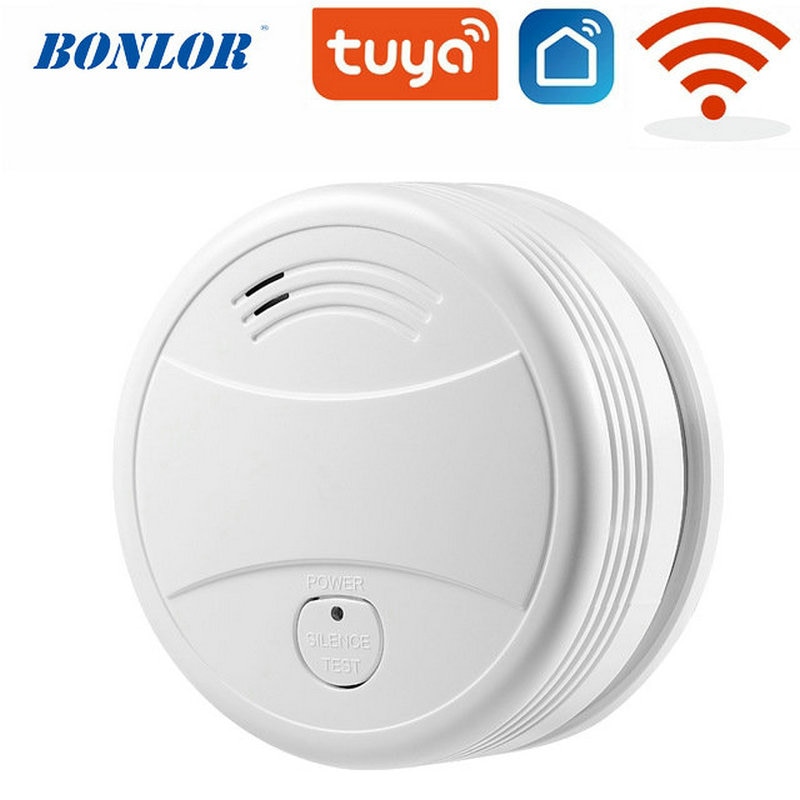 Sensor Detector de humo independiente, funciona con la aplicación Tuya Smart Life inalámbrica, Control de bomberos, alarma contra incendios, sistema de seguridad para el hogar