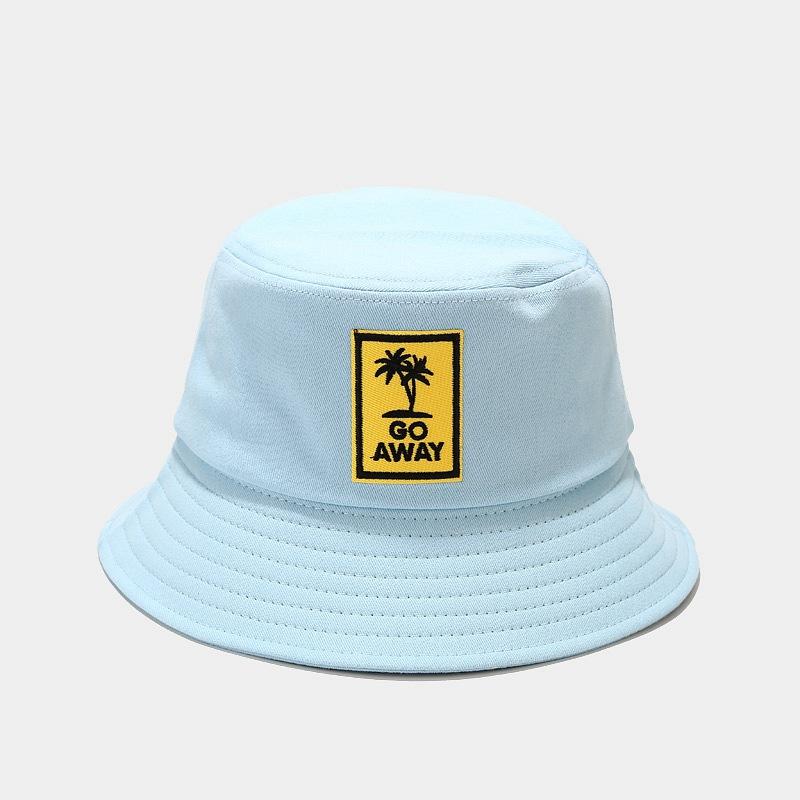 style letter go away embroidery Bucket Hat Fisherman Hat outdoor travel hat Sun Cap Hats for Men and Women 135: Blue