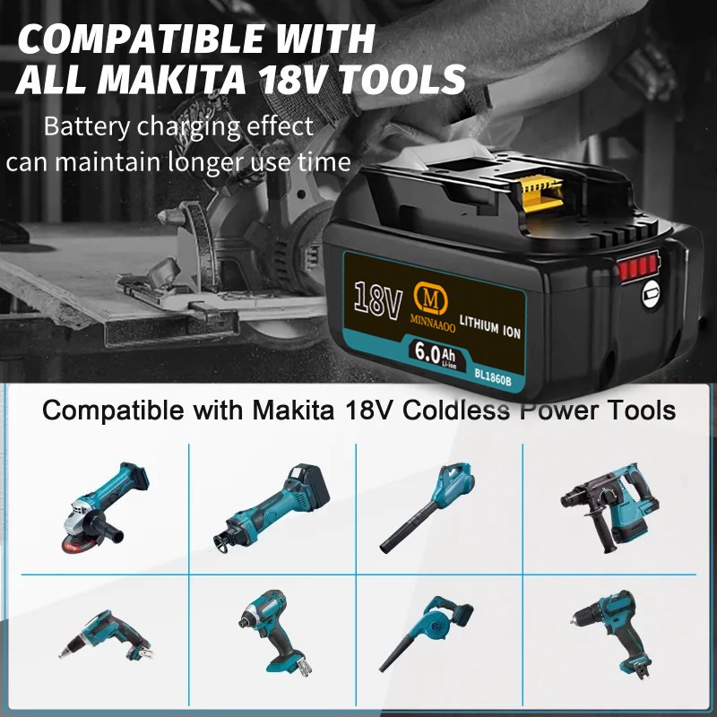 For Makita 100% Genuine 18V 6.0Ah/5.0Ah Li-ion Battery BL1860B BL1830 BL1850 BL1860b for Power Tools🔋