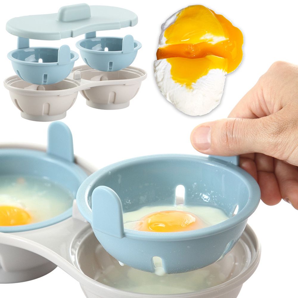 Double Cup Egg Pot Pancake Maker Poaching Pods Boiler Eggs Mold Egg Poacher Microwave Ovens Pan Cooking Tool Kitchen Accesorioes