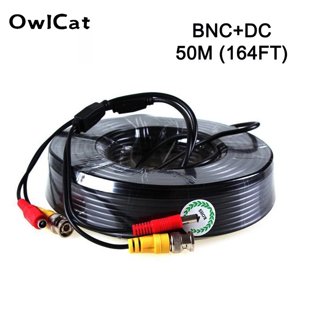 5 M/10 M/20 M/25 M/30 M/40 M/50 M optionele Zwart BNC Video Power Siamese Kabel voor Analoge AHD CVI CCTV Surveillance Camera DVR Kit