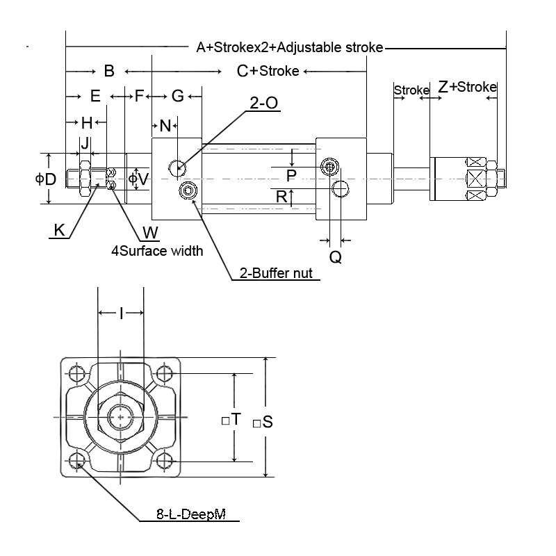 SCJ50X25-25-S SC Pneumatic Cylinder Adjustable Stroke Cylinder SCJ50 with magnetic