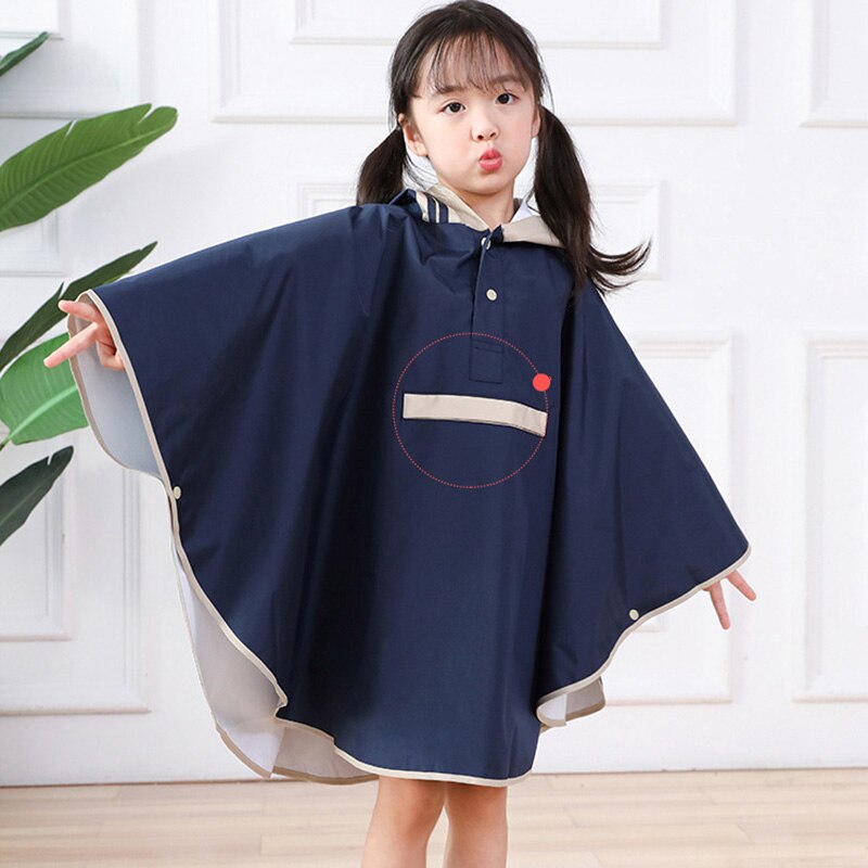 Kids Children's Windproof Raincoat Waterproof Hooded Raincoat Kindergarten Kids Baby Stereo Poncho With School Bag Outerwear