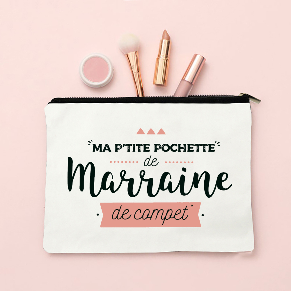 Best Godmother French Print Female Wash Storage Pouch Marraine Women Cosmetic Case Makeup Bags Travel Toiletries Organizer: Clear