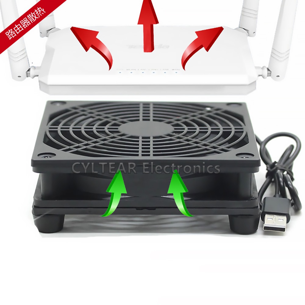 Usb Router Koelventilator Diy Pc Cooler Tv Box Draadloze Stille Dc 5V Usb Power 120Mm Fan 120X25Mm 12Cm W/Schroeven Beschermende Netto
