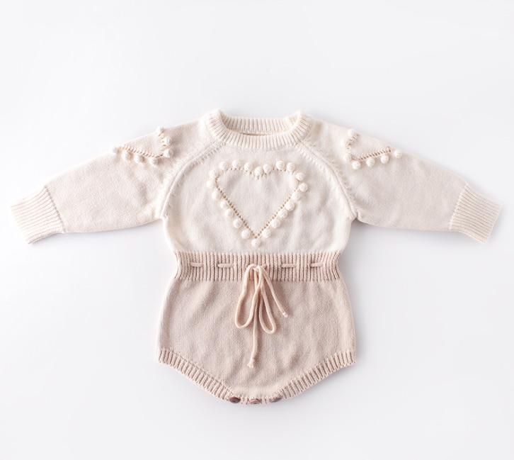 Babypige strik bukser lange ærmer uld strik bukser baby prinsesse trekant jumpsuit småbørn børns efterår vinter tøj