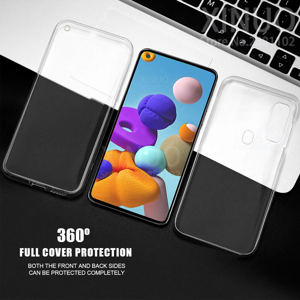 360 Double Silicon Case for Samsung Galaxy A21S Transparent Body full cover for Samsung A71 A51 A31 A41 A50 A 21S covers coque