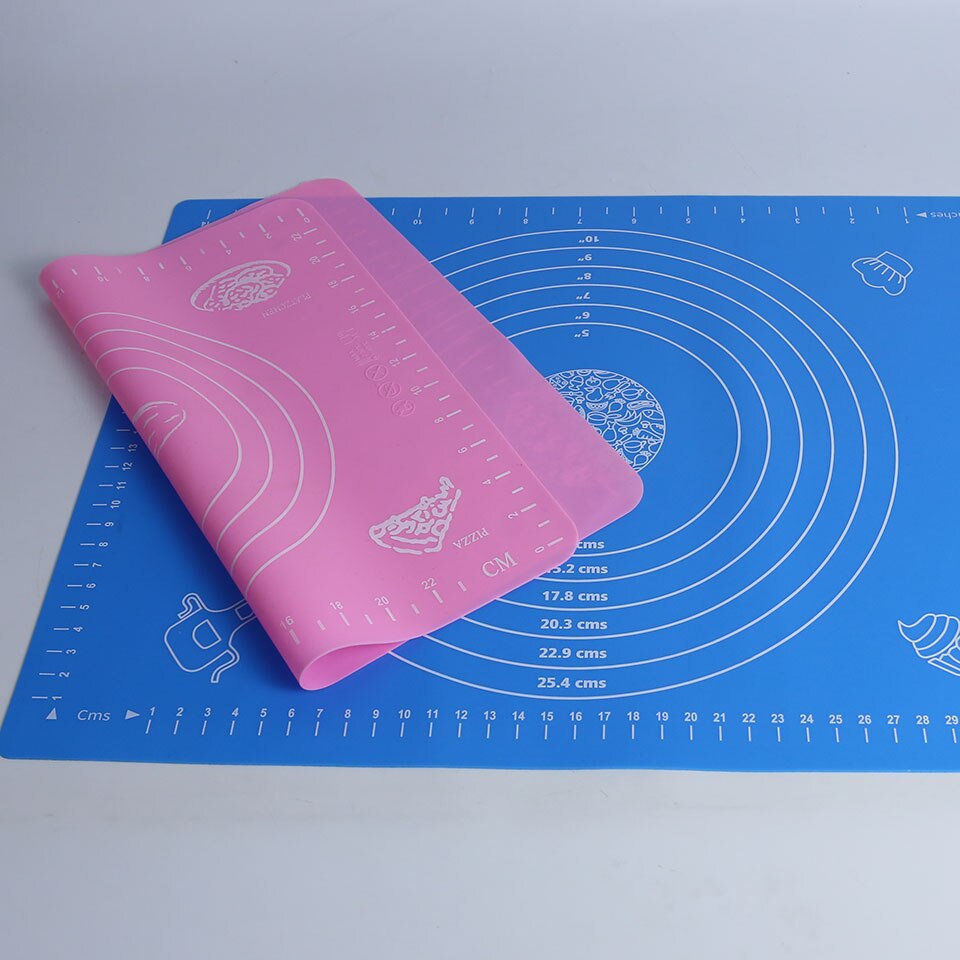 Mat For Rolling Dough Non-Stick Silicone Pastry Board Non-Slip High Temperature Resistance With Size Pattern Fondant Baking Tool: 45x65cm Blue