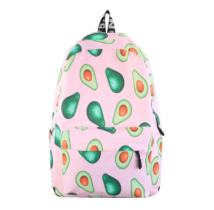 Cartoon Fruits Animals Print Women Canvas Backpack Large Capacity Students Travel School Bagpack Avocado Mochila Feminina: 2