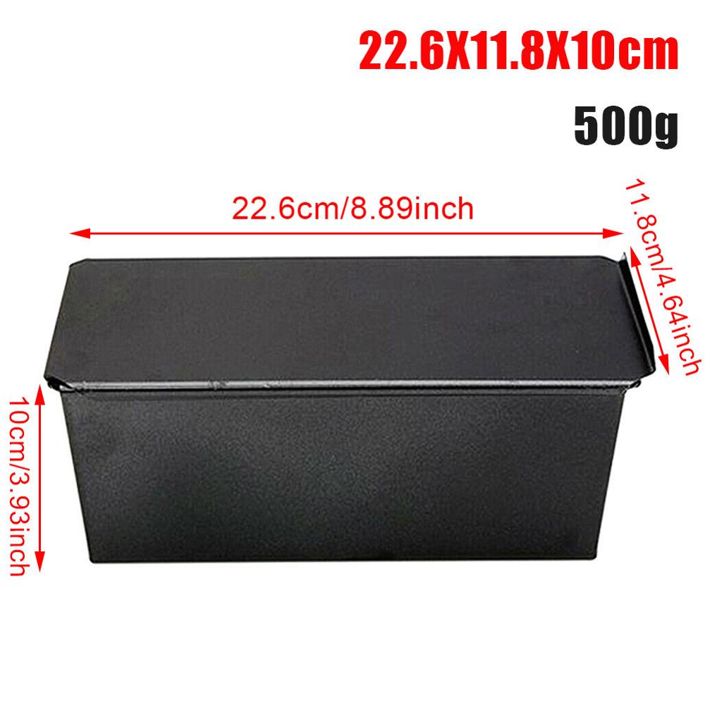 Non-Stick Bread Loaf Meatloaf Pan Black with Lid Iron Toast Mold Kitchen Bakeware French Bread Tray Baking Oven Shape Bake Suppl: 500g