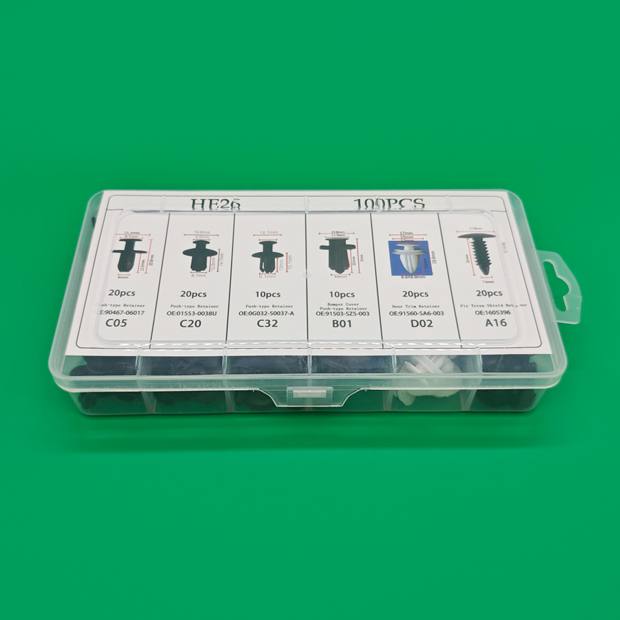 100 stücke Auto halter Clips 6 Größe Kunststoff Befestigungs elemente Kit Auto Trim Panel Clip gemischte Karosserie Stoßstange Niet Set: Default Title