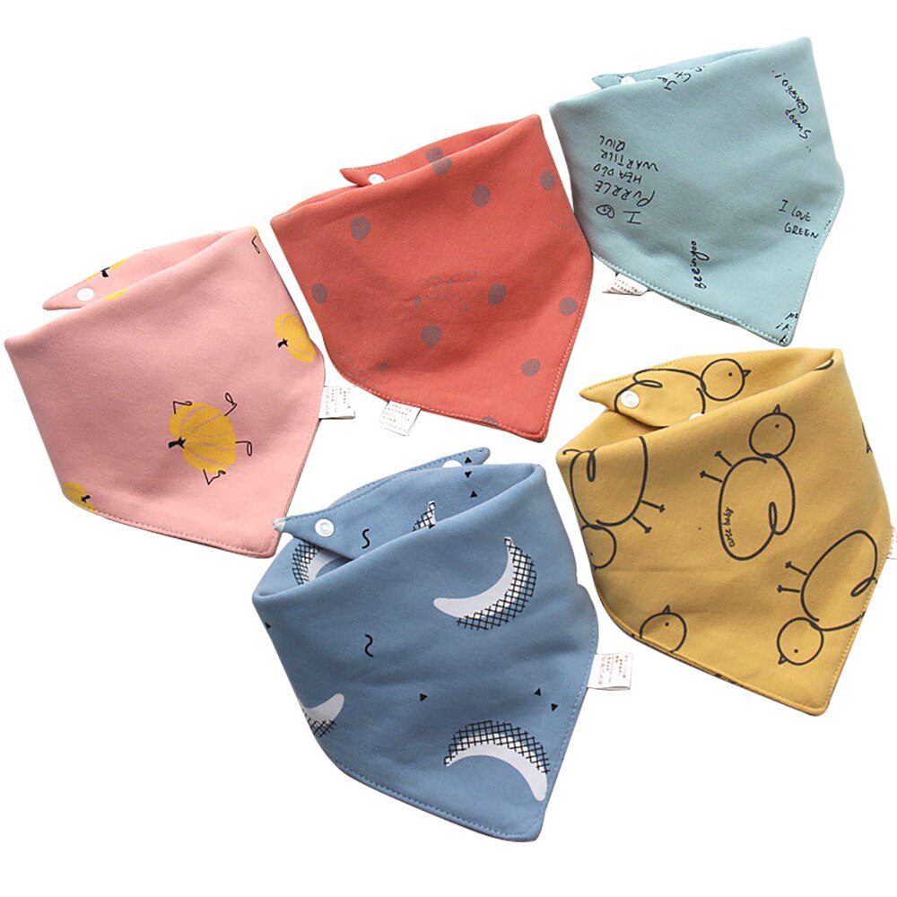 5 unids/lote bebé baberos Bandana pañuelo Burp paños de Saliva para bebé recién nacido Niño niños niñas de dibujos animados de niños triángulo babero de algodón: Pumpkin Moon