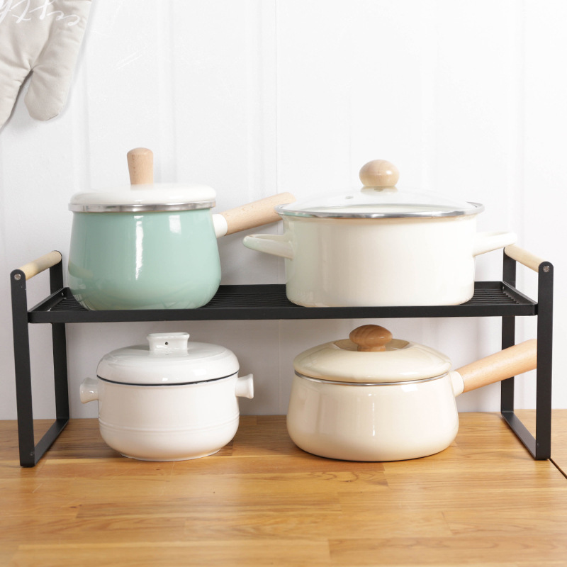 Kitchen Organization Storage Stackable Wide Countertop Organizer Spices Rack Counter Shelf Cabinet Cupboard Under Sink Shelfs