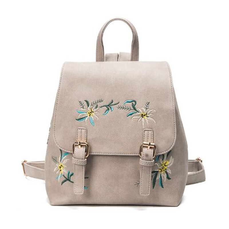 Mochilas de cuero para mujer, mochila a la para mujer, mochilas de escuela para niñas, Mochila pequeña con bordado Floral, mochila con flores