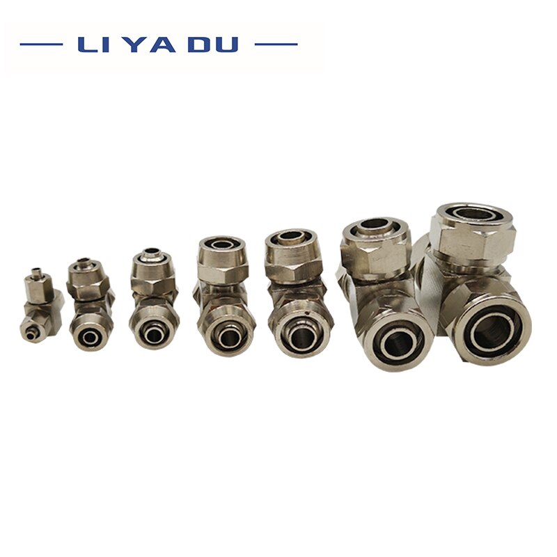 Conector neumático Tipo T de tubo de PU, 1 Uds., PE-4, 6, 8, 10, 12, 14, 16 MM, conexión de tubo de manguera de aire de giro rápido