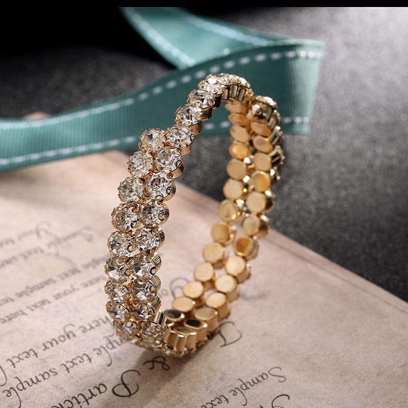 MB-8 Crystal Bracelets For Women Multilayers Silver Color Link Bracelets & Bangles Full Rhinestone Wedding Jewelry