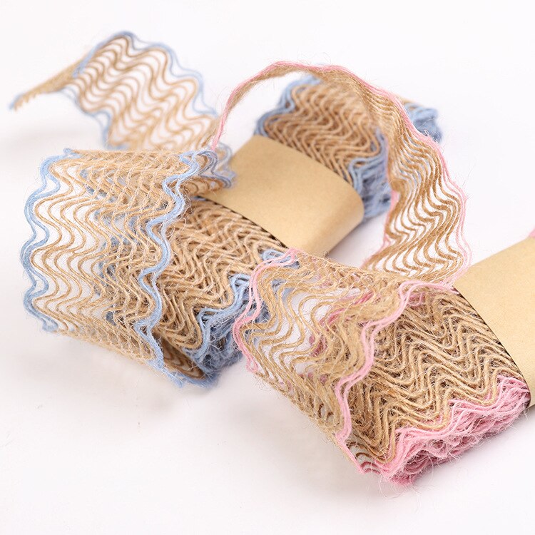 Cinta tejida de Yute Natural para envolver de boda, cinta de arpillera de cáñamo, manualidades DIY, suministros para fiestas, decoración del Festival, 2 metros por rollo