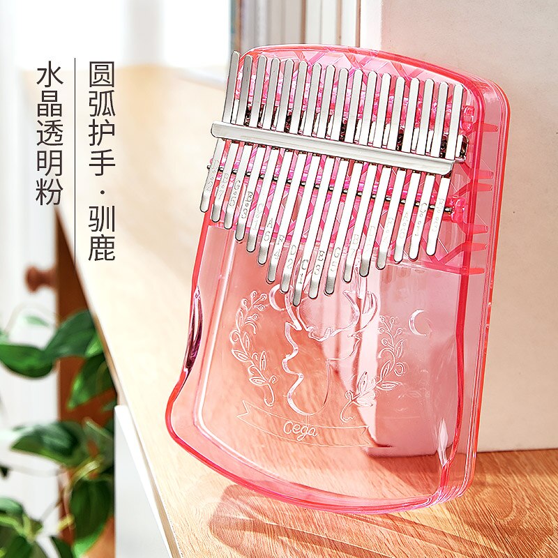 Kalinba transparent thumb piano crystal m-finger steel finger 17 tone Kalimba beginner's karingba instrument: Pink Reindeer