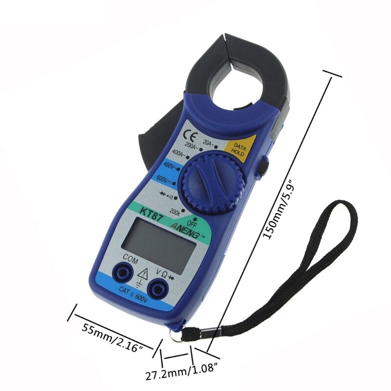 Digital multimeter ampere klämmätare nuvarande klämma tång ac / dc spänningstester data visar multimeter