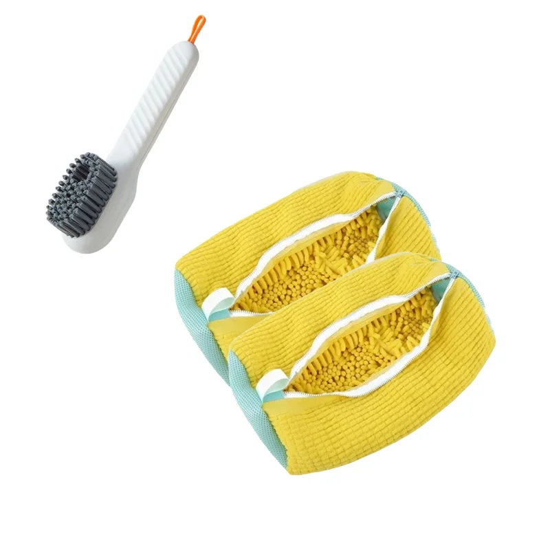 Shoe Washing Machine Bag with Soft Bristle Brush Set - Durable Laundry Bag & Liquid Shoe Cleaner Brush for All Shoes: MULTI