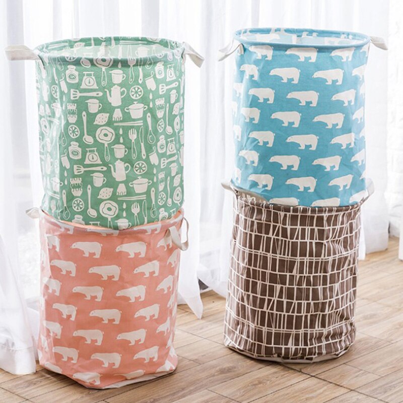 Waterproof Folding Laundry Basket Toy Storage Box Large Bag Cotton Washing Dirty Clothes Big Laundry Basket Organizer Bin Handle