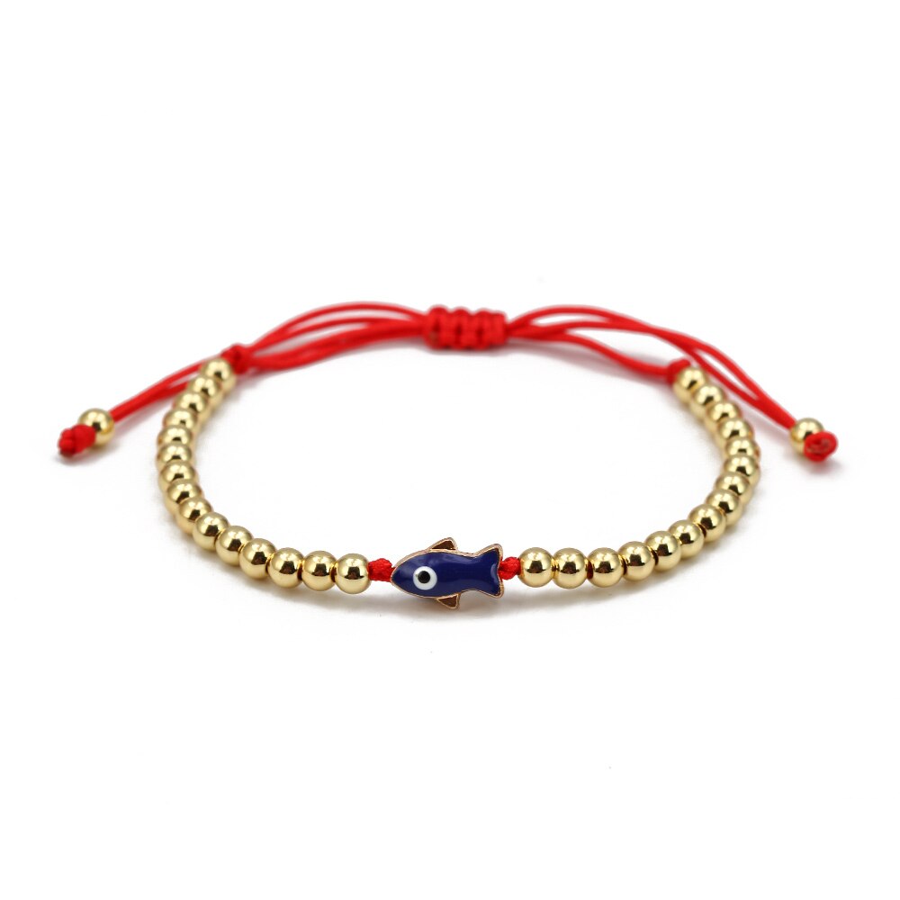 Lucky Eye Koperen Kralen Turkse Evil Eye Charm Armband Gevlochten Touw Verstelbare Armband Voor Vrouwen Meisjes Mode-sieraden BE98: 8