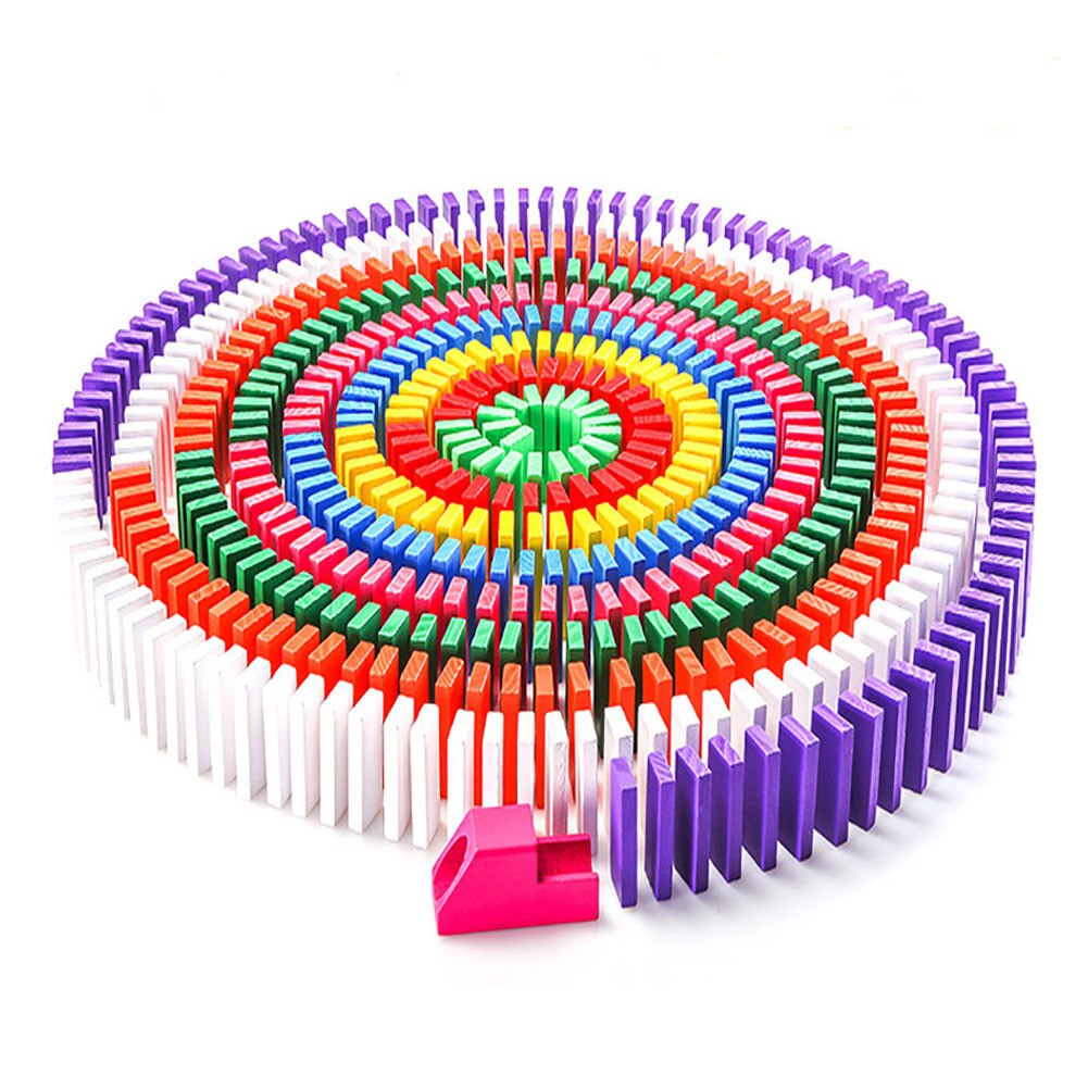 120pcs Children Color Sort Rainbow Wood Domino Blocks Kits Early Bright Dominoes Games Educational Toys For Kid