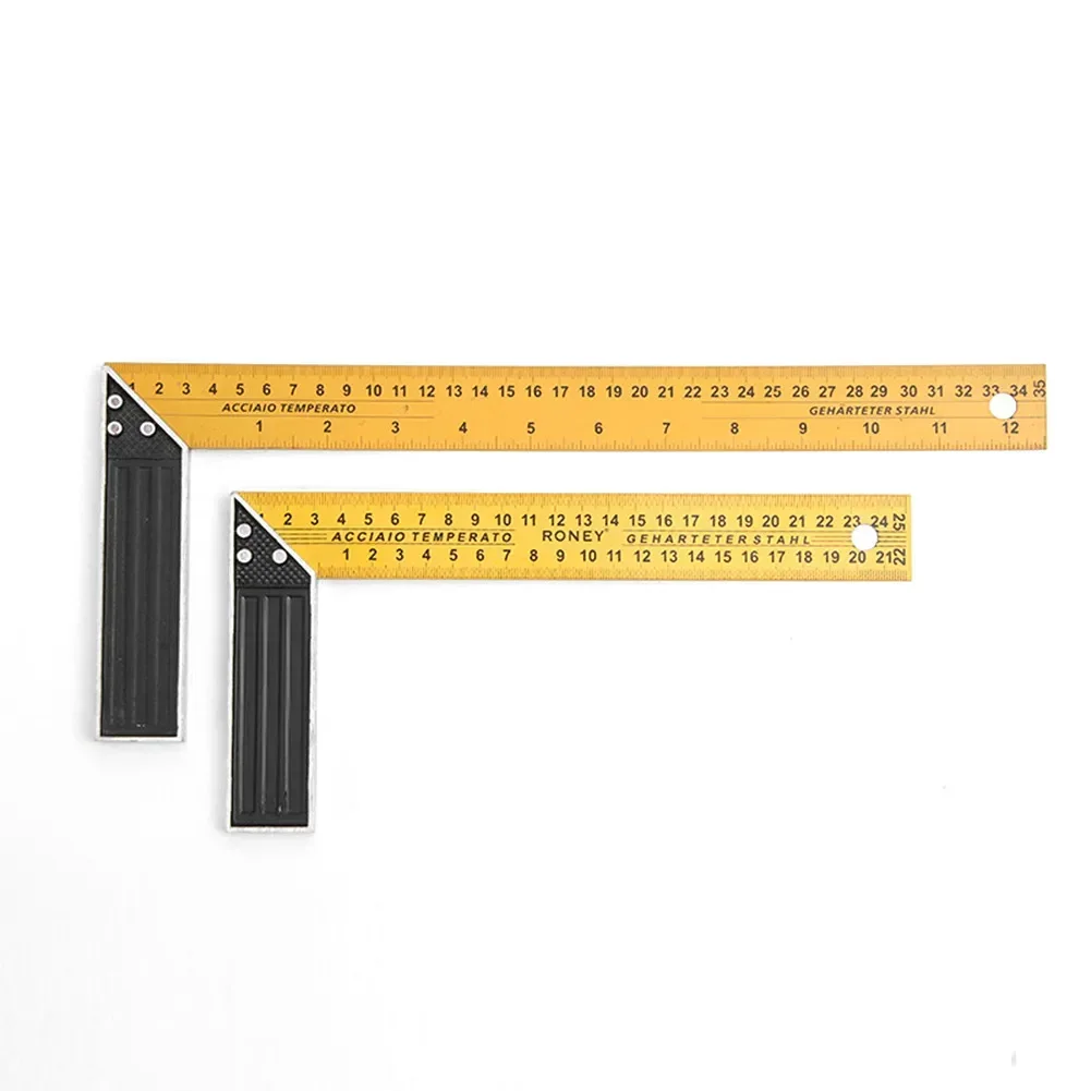 Regla de ángulo cuadrado en L, regla de 90 grados de acero de 250/350mm para carpintería, carpintería, artesanía de cuero, herramientas manuales de medición