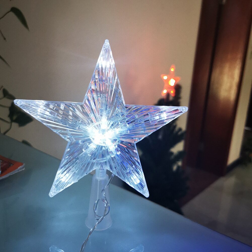 Plastic LED Glowing Star Night Light Five-pointed Lamp Christmas Tree Top for Xmas Tree Party Wedding Outdoor Garland Decoration