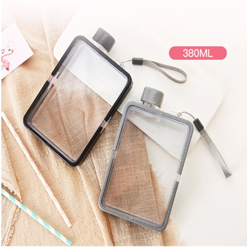 Bouteille de sport plate transparente élevée d'agnglacial Ins 380ml bouteille de forme physique d'anti-chute portative Simple carrée pour le voyage de Cencert de Camping