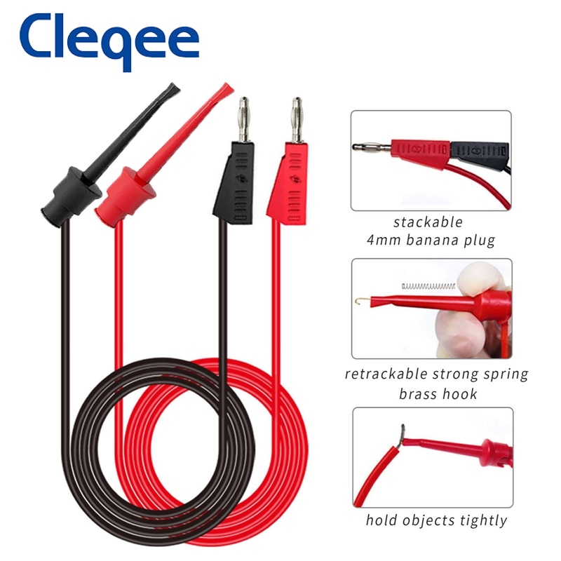 Cleqee-Kit de conductores para hacer pruebas, juego de conector banana de 4mm para probar enganches de cables, multímetro reemplazable, sonda de prueba, pieza de contacto, 18 piezas, P1308B