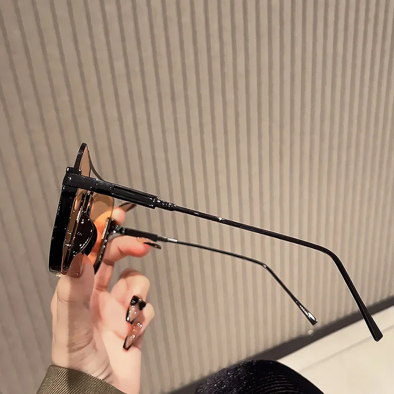 Occhiali da suola a doppio ponte 2025 Occhiali da suola dal design unico in metallo di grandi dimensioni alla moda Occhiali da suola con mezza montatura resistenti ai raggi UV400 personalizzati retrò