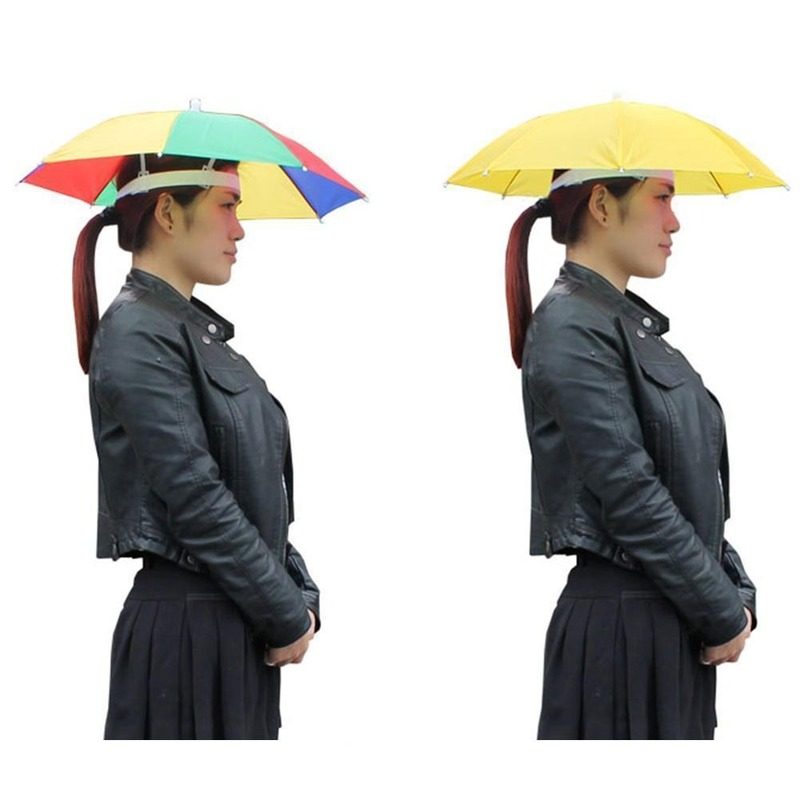 Sombrero de sombrilla de lluvia portátil, sombrilla plegable para Pesca al aire libre, Anti-UV, accesorios para la cabeza de playa, Camping y Pesca