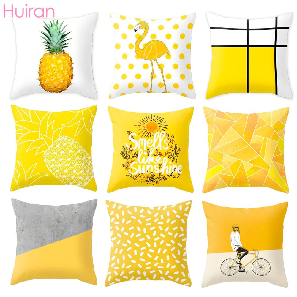 45*45 ananas Decoratieve Kussenhoes Geel Kussensloop Comfortabele Home Deco Kussen Cover voor Bank Auto Zitkussen kussen