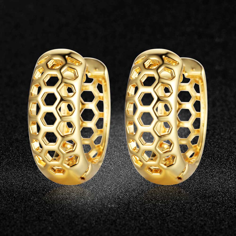 Super hexágono hueco cobre Clip en pendiente para mujer joyería delicada pendientes