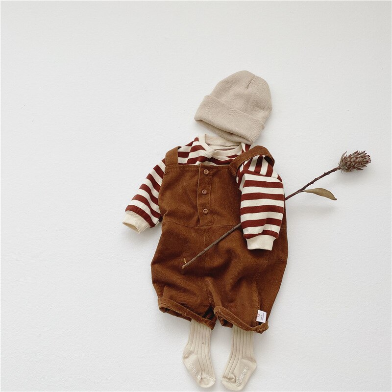 Baby Boy Overalls Solid Color Autumn Winter Corduroy Girls Jumpsuit Casual Loose Trousers Infant Kids Jumpsuit With Sweatshirt